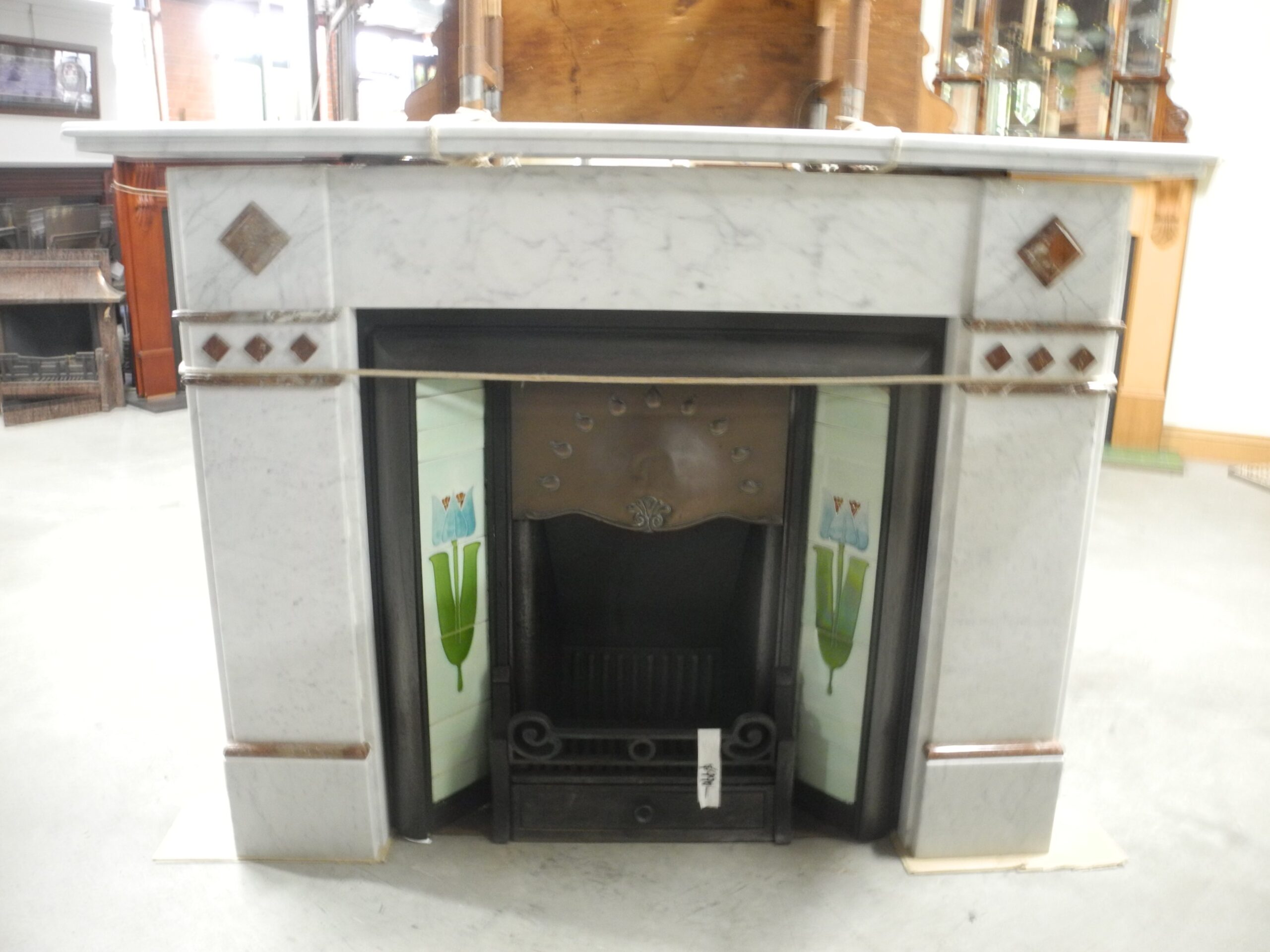 Restored Carrara Marble Mantle with Diamond Trim 007 - Chippendale ...
